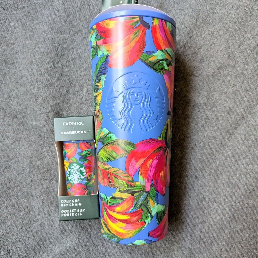 Starbucks FARM Rio Colorful Tropical Tumbler & Keychain Set BNWT